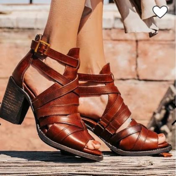 Freebird by Steven Shoes - Freebird by Steven Leather Heeled Sandals in Cognac